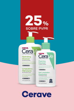 Marca Cerave com destaque promocional de at&eacute; 25% sobre pre&ccedil;o de Venda ao P&uacute;blico Recomendado